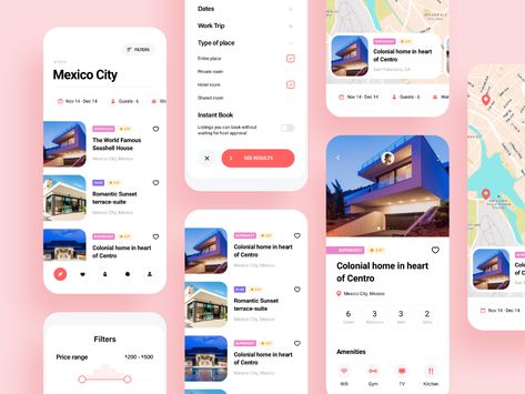 Rentals booking mobile app experience by Nsky for Awsmd on Dribbble Room Booking App, Ux Design Mobile, App Home Screen, Design Home App, App Home, Booking App, Mobile Ui Design, Hotel Booking, Location Map