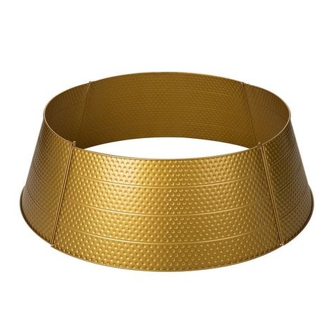 Glitzhome 40.5"D Christmas Hammered Metal Tree Collar - On Sale - Bed Bath & Beyond - 34198151 Metal Tree Collar, Tree Collar, Tree Ring, Metal Christmas Tree, Christmas Tree Stand, Tree Rings, Cool Christmas Trees, Gold Tree, Christmas Greenery