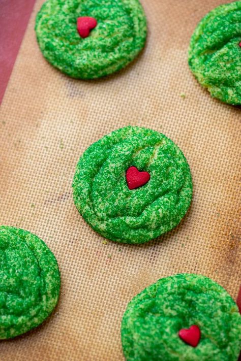 The Best Grinch Sugar Cookies - Lifestyle of a Foodie Grinch Kiss Cookies, Grinch Cookies Easy, Grinch Sugar Cookies Decorated, Grinch Sugar Cookies, Lifestyle Of A Foodie, Grinch Cookies, Cookies From Scratch, Christmas Fudge, Kiss Cookies