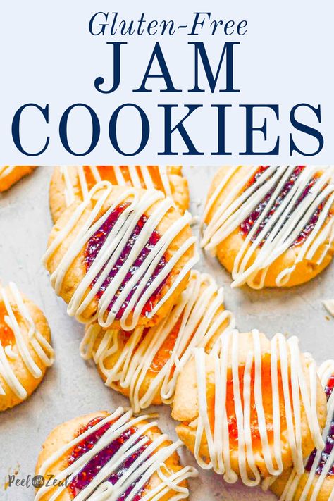 Gluten Free Raspberry Thumbprint Cookies, Gf Thumbprint Cookies Gluten Free, Gluten Free Jam Bars, Gluten Free Ricotta Cookies, Apricot Thumbprint Cookies, Gluten Free Thumbprint Cookies Recipe, Gf Thumbprint Cookies, Gluten Free Cookies Recipe, Gluten Free Christmas Desserts Easy