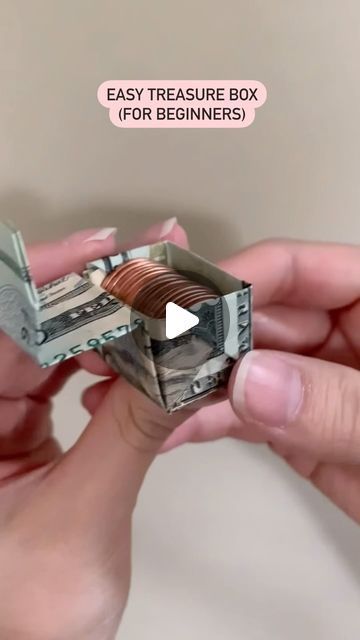 Valentina Balance on Instagram: "How to make a dollar treasure box #giftideas #origami" Folding Money For Gifts Step By Step, Box Making Ideas, Easy Money Origami, Money Origami Tutorial, Easy Diy Gift Ideas, Money Folding, Birthday Money Gifts, Box Origami, Origami Boxes