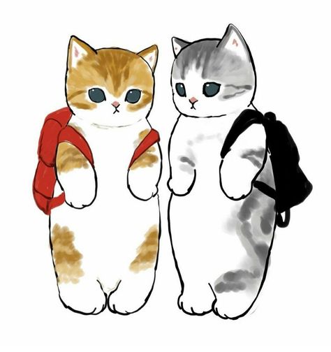 Cute Cat Costumes, Kitten Drawing, Cute Cat Drawing, Two Cats, Cat Icon, Cute Cartoon Drawings, Cats Illustration, Cat Aesthetic, Cute Little Drawings