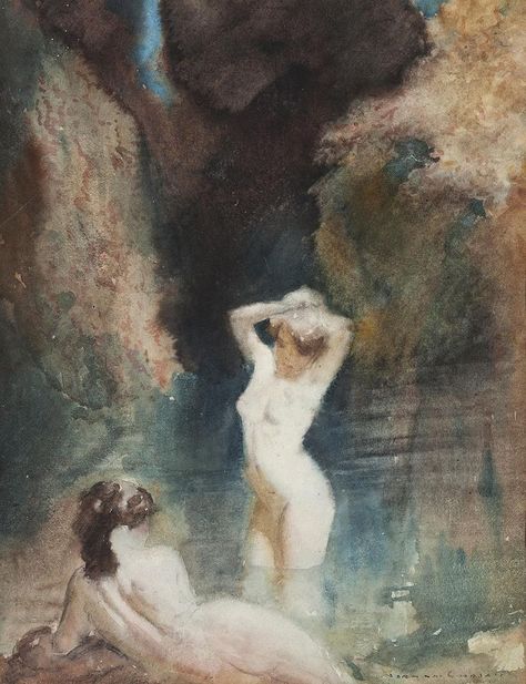 Norman Lindsay, Bel Art, Rennaissance Art, Water Nymphs, Lesbian Art, Queer Art, Tableau Art, Old Paintings, Romantic Art