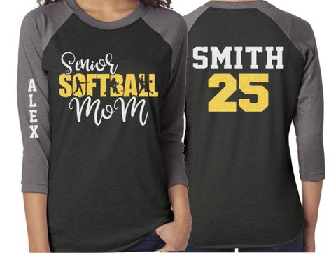 Glitter Senior Softball Mom Shirt | Softball Shirt | 3/4 Sleeve Shirt | Customize Colors by GavinsAllye on Etsy Softball Mom Shirt, Band Mom Shirts, Senior Softball, Mom Tank Tops, Softball Mom Shirts, Baseball Tee Shirts, Softball Shirt, Hockey Shirts, Baseball Mom Shirts