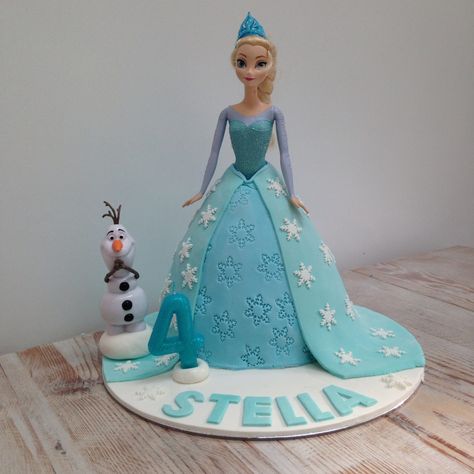 Simple Elsa Birthday Cake, Elsa Cake Ideas, Elsa Doll Birthday Cake, 2 Tier Elsa Birthday Cake, Torte Frozen, Frozen Doll Cake, Frozen Birthday Cake Fondant, Elsa Torte, Elsa Doll Cake Buttercream