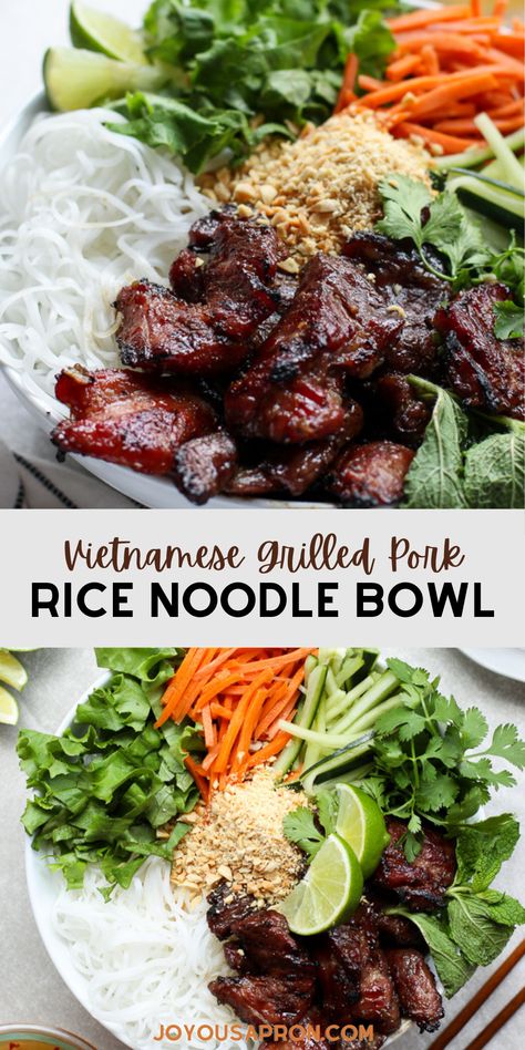 Vermicelli Noodle Bowl, Vietnamese Noodle Bowl, Vietnamese Vermicelli, Rice Noodle Bowl, Vietnamese Recipe, Vietnamese Grilled Pork, Vermicelli Recipes, Asian Recipe, Rice Noodle