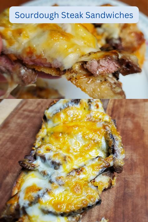 Grilled steak on toasted sourdough bread with cheese, peppers, and a garlic mayo. Bread With Cheese, Breaded Steak, Steak Sandwiches, Leftover Steak, Garlic Mayo, Havarti Cheese, Sandwich Ideas, Sliced Steak, Steak Sandwich