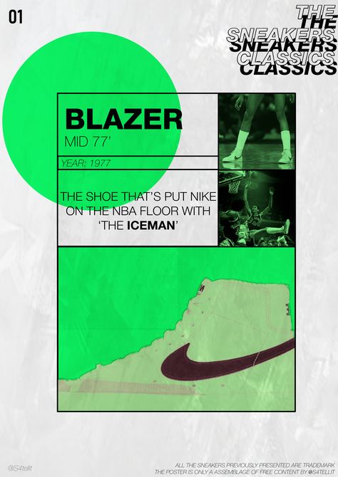 Poster NIKE Classics Blazer MID 77' aesthetic. NBA George Gervin THE ICEMAN jumping. Aesthetic Nba, Poster Nike, George Gervin, The Iceman, Nike Blazers, Nike Blazer Mid 77, Nike Blazers Mid, Nike Blazer Mid, Nike Classic