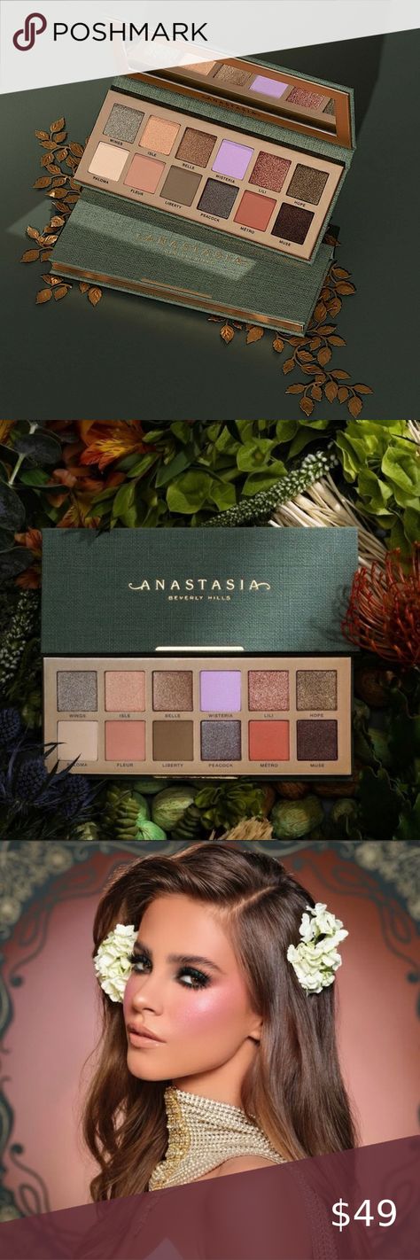 NEW🎊 Anastasia Beverly Hills Nouveau Eyeshadow Palette Anastasia Beverly Hills Nouveau, Pastel Lavender, Metallic Rose Gold, Dark Chocolate Brown, Peacock Green, Wisteria, Anastasia Beverly Hills, Hunter Green, Paloma