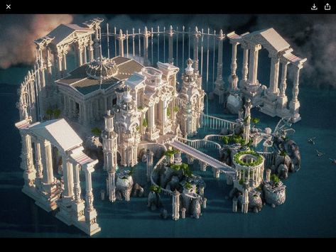 Angelic Minecraft Builds, Snow Kingdom Minecraft, Minecraft Water Castle, Minecraft Castle In The Sky, Minecraft Heaven Build, Sky Castle Minecraft, Throne Minecraft, Minecraft Underwater Builds, Minecraft Ice Castle