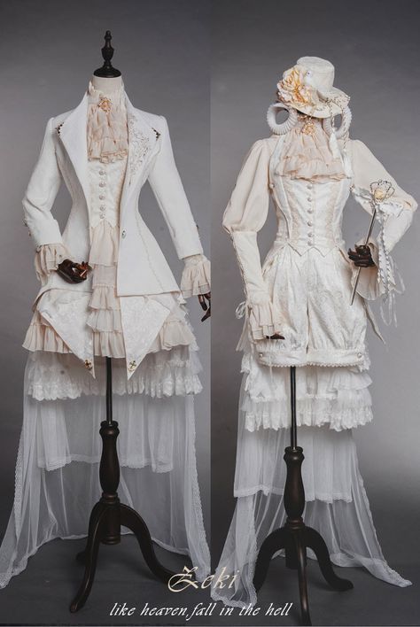 ZJ Story -Heaven and Hell- Ouji Lolita Jacket Wedding Aesthetic Outfit, Ouji Fashion Girl, Ouji Aesthetic, Ouji Outfit, Vintage Fashion Dresses, Heavenly Dress, Ouji Style, Kodona Fashion, Ouji Fashion