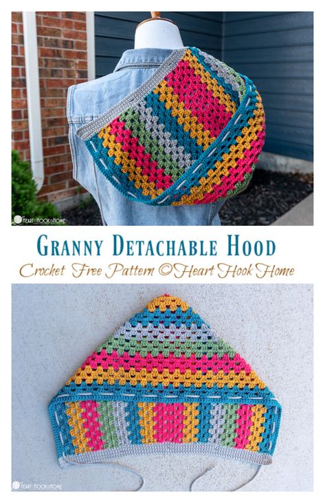 Detachable Hood Crochet Free Pattern - Crochet & Knitting Crochet Hood Free Pattern, How To Crochet A Hood, Crochet Hood Pattern, Hippie Crochet Patterns, Hood Crochet, Crochet Hood, Punching People, Hippie Crochet, Crochet Beanie Hat