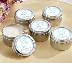 Wedding Favor Candles, He Asked She Said Yes, Miniature Candles, Creative Wedding Favors, Engagement Party Favors, Vanilla Scented Candles, Elegant Wedding Favors, Round Candles, Wedding Shower Favors