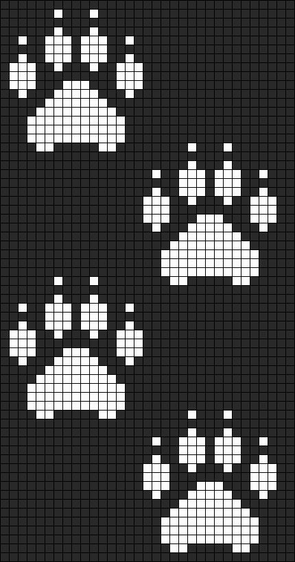 Alpha pattern #170554 | BraceletBook Wolf Knitting Pattern, Easy Alpha Patterns, Duplicate Stitch, Bear Paw Print, Wolf Paw, Crochet Tapestry, Dog Paw Print, Bear Paws, Alpha Pattern