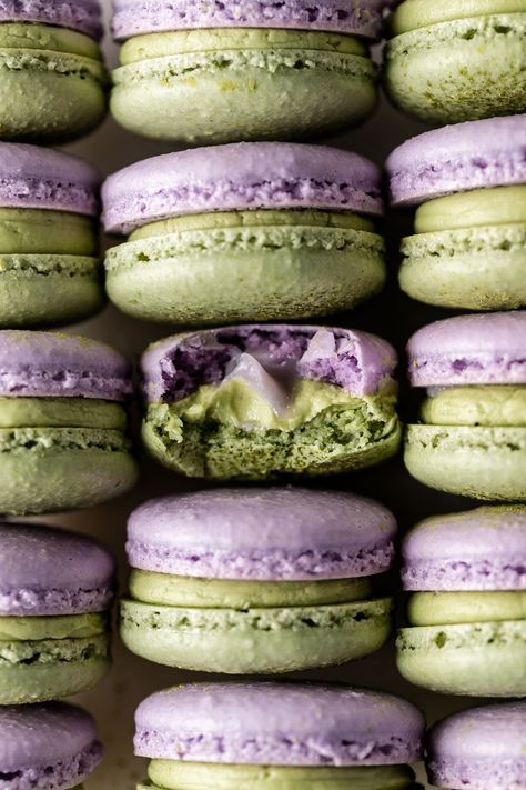 March 20th is National macaron day, a day observed for baking and indulging in the delicate and delicious French macaron!...Read More Macaron Cube Cake, Starbucks Lavender, Matcha Frosting, Lavender Matcha, Matcha Macarons, Lavender Dessert, Lavender Chocolate, Raspberry Ganache, Macaron Recipes