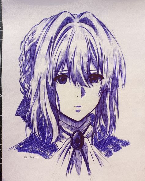 Violet evergarden Violet Evergarden Drawing, Drawing Shading, Pen Art Drawings, Violet Evergarden, Pen Art, Anime Sketch, Ballpoint Pen, Pencil Drawings, Violet