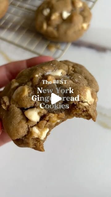 Jessica Holmes on Instagram: "My favourite New York-style Gingerbread Cookies 🎄These thick and chunky cookies are filled to the brim with festive spices and creamy white chocolate chips 🤤 Better yet, they’re ready in just 30 minutes with NO need to chill the dough 👊🏻 Recipe on sweetestmenu.com, link in bio 👆🏻 OR comment RECIPE below and I’ll send the link to your DM’s 💃 #cookies #christmas #recipe" Thick Christmas Cookies, New York Style Chocolate Chip Cookies, New York Cookie Recipe, Chunky Cookies Recipes, Chunky Cookie Recipe, Chunky Cookies, New York Cookies, S Cookies, White Instagram