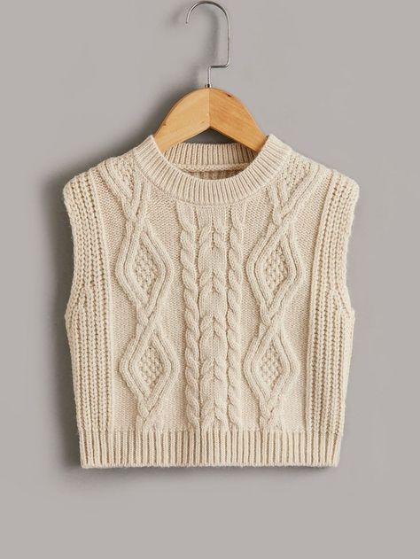 Knitted Vest Outfit, Baby Jackets Pattern, Knitwear Details, Cable Knit Sweater Vest, Knit Sweater Vest, Girls Vest, Modest Dresses Casual, Beige Style, How To Purl Knit