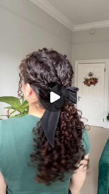 Sophie Marie on Instagram: "Curly hairstyle idea to upgrade your curly ponytail   Bow is from @clairesstores 🫶  💌 a curlfriend who needs hairstyle inspo   #curlyhairstyle #curlyhair #ponytail #hairstyle" Curly Puffy Hair Hairstyles, Curly Pulled Back Hairstyles, Curly Hairstyle With Bow, Bow Curly Hairstyle, Curl Ponytail Hairstyles, Hairstyles For Curly Hair Ponytail, Curly Hairstyles Pulled Back, Bow In Curly Hair, Curly Hair Bow Hairstyles