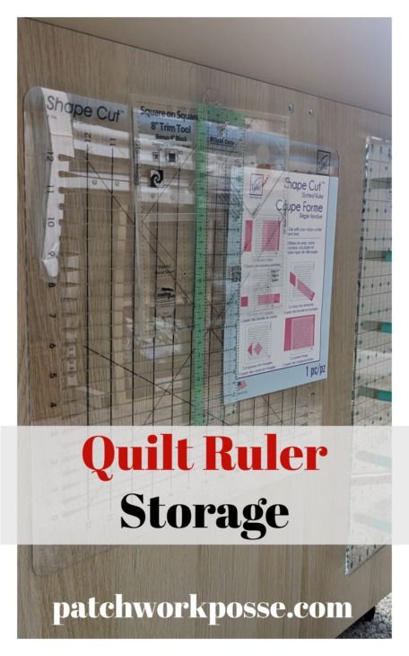 Quilt Ruler Storage Using Hooks - Patchwork Posse Quilting Rulers Storage Ideas, How To Store Quilting Rulers, Quilt Ruler Storage Ideas, Ruler Storage Ideas, Quilt Ruler Storage, Ruler Storage, Quilting Storage, Quilting Organization, Quilt Room Organization