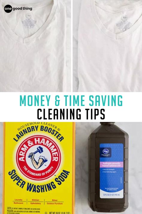 No bleach? No problem! Give dingy old clothes and linens a new lease on life with two simple, inexpensive ingredients. How To Whiten Clothes Without Bleach, How To Clean White Shirts, How To Get White Clothes White Again, White Clothes Washing Tips, Homemade Oxiclean, Whiten Laundry, Whiten Clothes, Everyday Cheapskate, How To Whiten Clothes