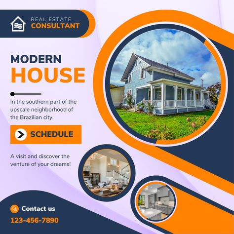 Real Estate Consultant Modern Houses Social Media Poster Design Rent Poster, Property Social Media, Media Poster Design, Social Media Poster Design, 1 Bedroom House, Media Poster, House Property, House For Rent, Social Media Poster