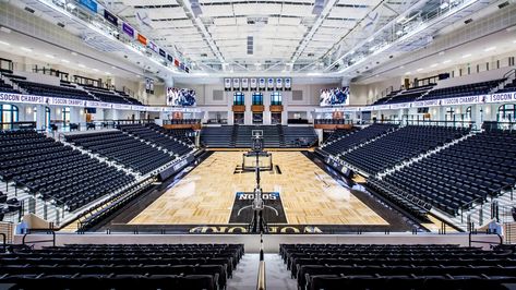 Wofford College, Jerry Richardson Indoor Stadium | McMillan Pazdan Smith Wofford College, Big Mansions, Indoor Basketball Court, Episode Interactive Backgrounds, University Architecture, American High School, Indoor Basketball, Stadium Design, Best Project