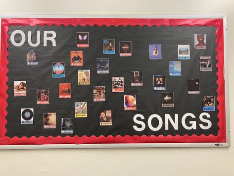 Here’s a bulletin board that i made for my hall as an RA! I sent out a google form for my residents to send me their favorite songs and i printed them and put them on the board! Ra Bulletins, Spotify Songs, Ra Bulletin Boards, Google Form, Google Forms, Bulletin Boards, Bulletin Board, Send Me, Songs