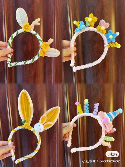 Diy Bando, Fuzzy Wire, Chenille Crafts, Penanda Buku, Pipe Cleaner Flowers, Flower Bouquet Diy, Pipe Cleaner Crafts, Wire Headband, Diy Crafts Paper Flowers