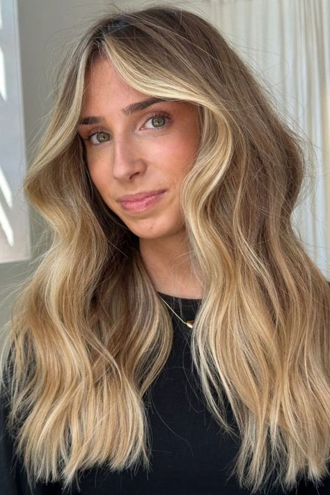 Sandy Blonde With Vanilla Highlights Sandy Hair With Highlights, Sun Kissed Balayage Blonde, Surfer Blonde Hair, Dark Sandy Blonde, Blonde Hair For Summer, Dark Sandy Blonde Hair, Vanilla Highlights, Natural Blonde Balayage, Surfer Girl Hair