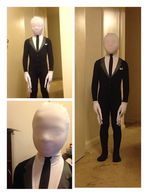 Slender man costume for kids Diy Slenderman Costume, Slender Man Halloween Costume, Slenderman Costume, Slender Man Costume, Mens Halloween Costumes Diy, Scary Kids Costumes, Scarecrow Contest, Costumes Scary, Scary Kids