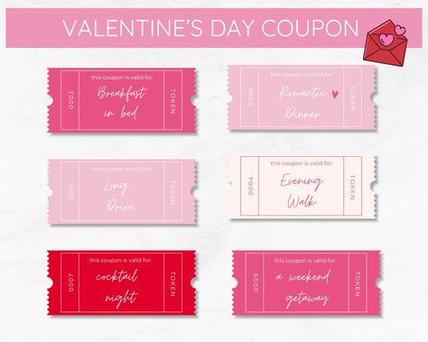 Romantic Breakfast, Couples Coupons, Love Coupons, Personalised Gifts For Him, Gift Love, Coupon Book, Printable Coupons, Dec 8, Love Cards