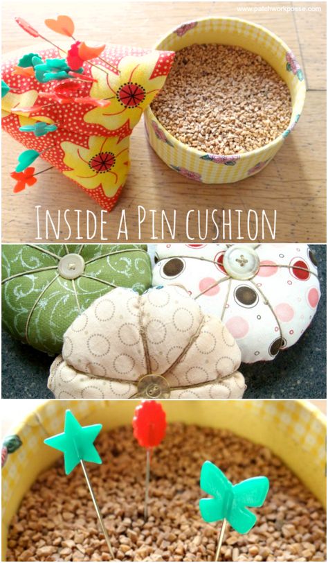 what is inside a pin cushion Homemade Pin Cushions How To Make, Home Made Pin Cushions, How To Make Pin Cushions Easy Diy, Pin Coushin Pattern, Pin Coushin, Pin Cushions Patterns Free, Diy Pincushion, Sewing Machine Cover Pattern, Diy Pin Cushion