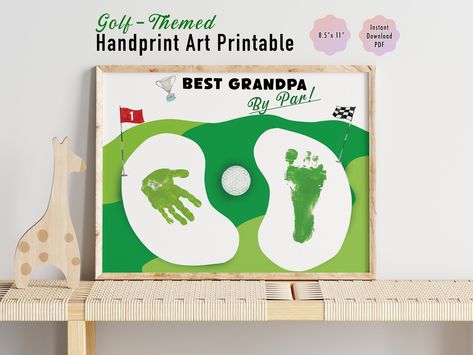 Best Grandpa by Par Father's Day Printable Handprint Art DIY Gift for Grandfather from Grand Kid Toddler Baby Preschooler for Golf Lover by EverartsyStudio on Etsy Golf Handprint Craft, Best Grandpa By Par, Golf Field, Grandparents Day Crafts, Handprint Gifts, Father's Day Printable, Best Grandpa, Keepsake Gifts, Golf Theme