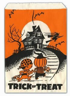 *~my house is cuter than yours~*: Vintage Halloween Bags Witch On Broom, Halloween Haunted House, Halloween Graphics, Spooky House, Halloween Treat Bags, Halloween Bags, Halloween Vintage, Halloween Haunted Houses, Images Vintage