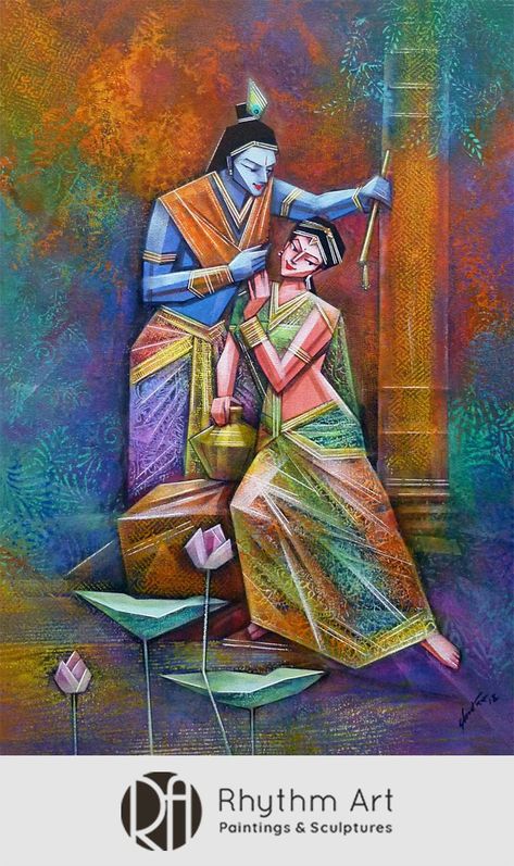 Painting Of Radha Krishna, Rhythm Art, Composition Painting, Buy Paintings Online, Boho Art Drawings, Indian Art Gallery, African Art Paintings, Flower Art Drawing, Top Indian