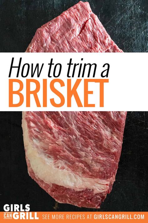 Step-by-step photos and video showing how to trim a brisket from brisket champion pitmaster Christie Vanover. Trimming A Brisket, How To Trim A Brisket, Smoked Jerky, Brisket Flat, Brisket Recipes Smoked, Grilled Steaks, How To Cook Brisket, Beef Brisket Recipes, Bbq Hacks