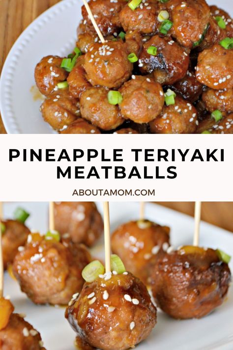 These simple-to-make slow cooker Pineapple Teriyaki Meatballs are incredibly delicious, and the perfect meatball appetizer for game day or anytime. You can easily double or triple this recipe for Sunday football food. Pineapple Teriyaki Meatballs, Teriyaki Pineapple Meatballs, Sunday Football Food, Meatball Bites, Teriyaki Pineapple, Pineapple Meatballs, Football Sunday Food, Meatball Appetizer, Pineapple Teriyaki