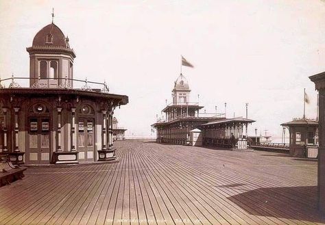 New Brighton Pier c.1890. @woollyback ￼ Brighton Pier, New Brighton, Old Photos, Brighton, Lamp Post, Taj Mahal, Liverpool, History, Building