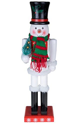 Snowman Nutcracker by Clever Creations | Black Top Hat and Red & Green Scarf with Miniature Christmas Tree | Collectible Wooden Holiday Nutcracker Nutcracker Image, Miniature Christmas Tree, Nutcracker Christmas Decorations, Black Top Hat, Snowman Figurine, Festive Holiday Decor, Miniature Christmas Trees, Christmas Sleigh, Christmas D