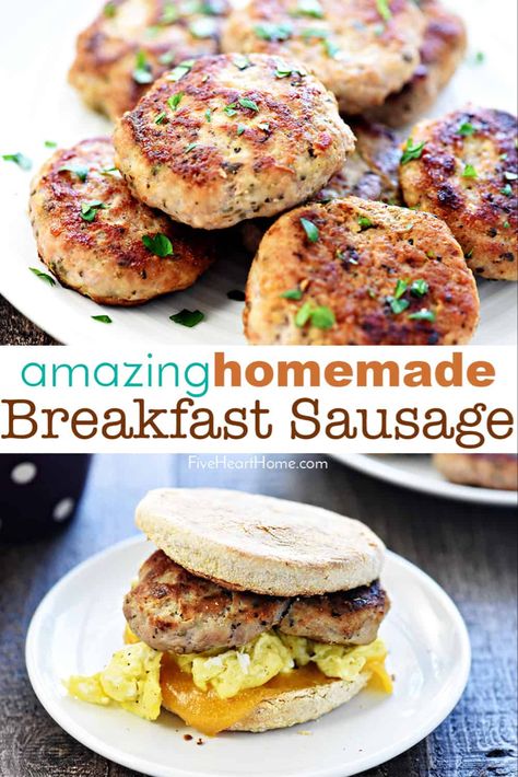 Homemade Breakfast Sausage Recipe, Homemade Turkey Sausage, Breakfast Sausage Recipe, Breakfast Sausage Seasoning, Turkey Sausage Recipes, Pork Sausage Recipes, Pork Breakfast Sausage, Homemade Breakfast Sausage, Turkey Breakfast Sausage