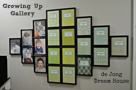 de Jong Dream House: DIY Quilt Display School Photo Gallery Wall, Yearly School Picture Display Ideas, School Picture Wall Ideas, School Year Picture Display, School Year Photos Display, School Picture Gallery Wall, How To Display School Pictures On Wall, Displaying School Pictures, School Picture Wall Display Ideas