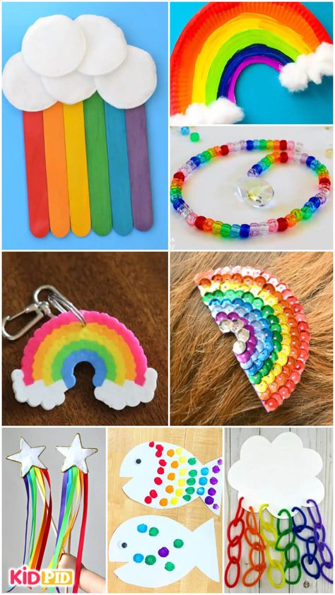 Colorful Rainbow Crafts for Kids Rainbow Crafts For Kindergarten, How To Make A Rainbow, Rainbow Friends Crafts, Colorful Crafts For Kids, Rainbow Kids Craft, Preschool Rainbow Crafts, Rainbow Crafts For Toddlers, Diy Pride Crafts, Rainbow Art For Kids