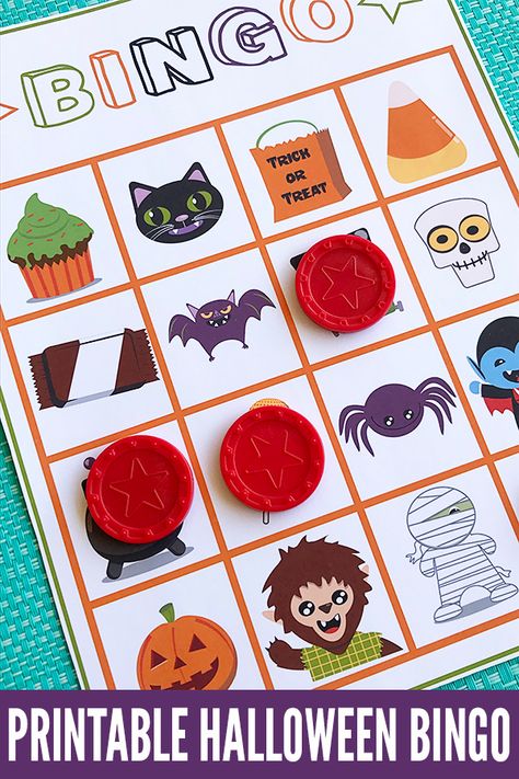 Halloween Games for Kids: Printable Halloween Bingo Halloween Bingo Game, Fun Halloween Party Games, Games Halloween, Free Printable Halloween, Weather Chart, Halloween Sensory, Halloween Bingo, Halloween Games For Kids, Halloween Preschool