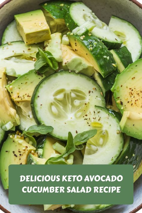 Keto avocado cucumber salad topped with black pepper. Avocado Diet Plan, Healthy Keto Salads, Raw Avocado Recipes, Keto Salads Recipes, Keto Avocado Recipes, Goto Recipe, Avocado Cucumber Salad, Avocado And Cucumber, Almond Crusted Chicken