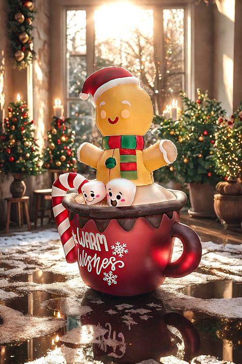 Joiedomi 6 FT Tall Christmas Gingerbread Inflatable, Inflatable Gingerbread Man in Hot Cocoa Mug with Build-in LEDs, Gingerbread Blow Up Yard Decoration for Xmas Party Indoor Outdoor Garden Decor Outdoor Garden Decor, Outdoor Holiday Decor, Xmas Party, Christmas Gingerbread, Holiday Decorations, Gingerbread Man, Yard Decor, Hot Cocoa, In Hot