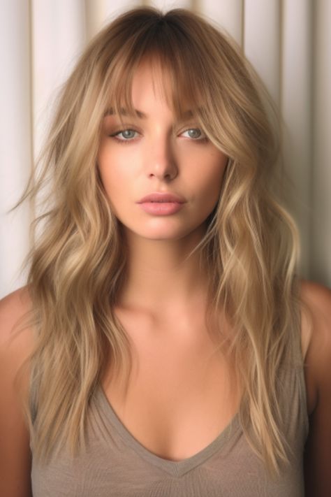 Light Wispy Bangs With Layers, Whisky Bangs With Curtain Bangs, Airy Curtain Bangs, Loose Bangs Long Hair, Curtain Bangs On Oval Face Shape, Light Curtain Bangs Long Hair, Ash Blonde Curtain Bangs, Shag Haircut With Bangs Straight Hair, Curtain Bangs Widows Peak Hair