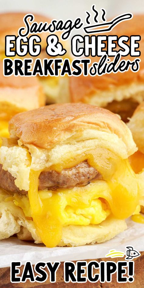 Eggs Cheese Breakfast, Breakfast Sliders, Egg And Cheese Sandwich, Breakfast Slider, Sausage Sandwiches, Cheese Breakfast, Breakfast Ingredients, Breakfast Lovers, Egg And Cheese