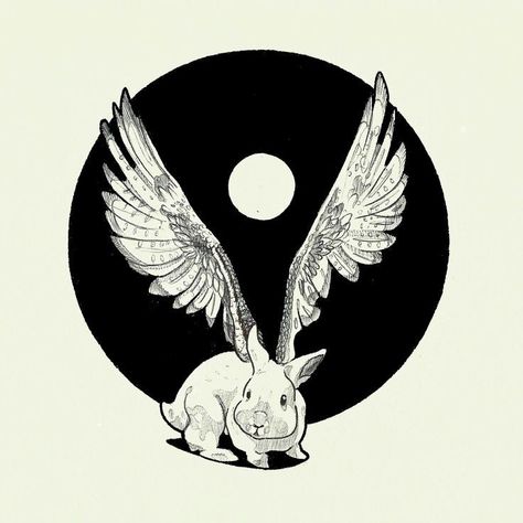 Bunny With Wings Drawing, Winged Rabbit, Bunny With Wings, Rabbit With Wings, Mn Tattoo, Cryptidcore Aesthetic, Rogue Dnd, Sketch Study, Golden Rabbit