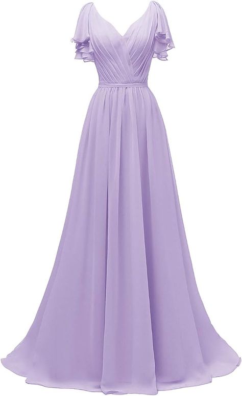 Amazon.com: Yexinbridal Chiffon Ruffle Sleeves Bridesmaid Dresses Long V-Neck Ruched Evening Wedding Party Ball Gowns for Women Formal Sky Blue 2 : Clothing, Shoes & Jewelry Sleeves Bridesmaid Dresses, Wedding Evening Gown, Wedding Evening Party, Lilac Bridesmaid Dresses, Gowns For Women, Simple Prom Dress, Evening Party Gowns, Long Evening Gowns, Long Bridesmaid Dresses